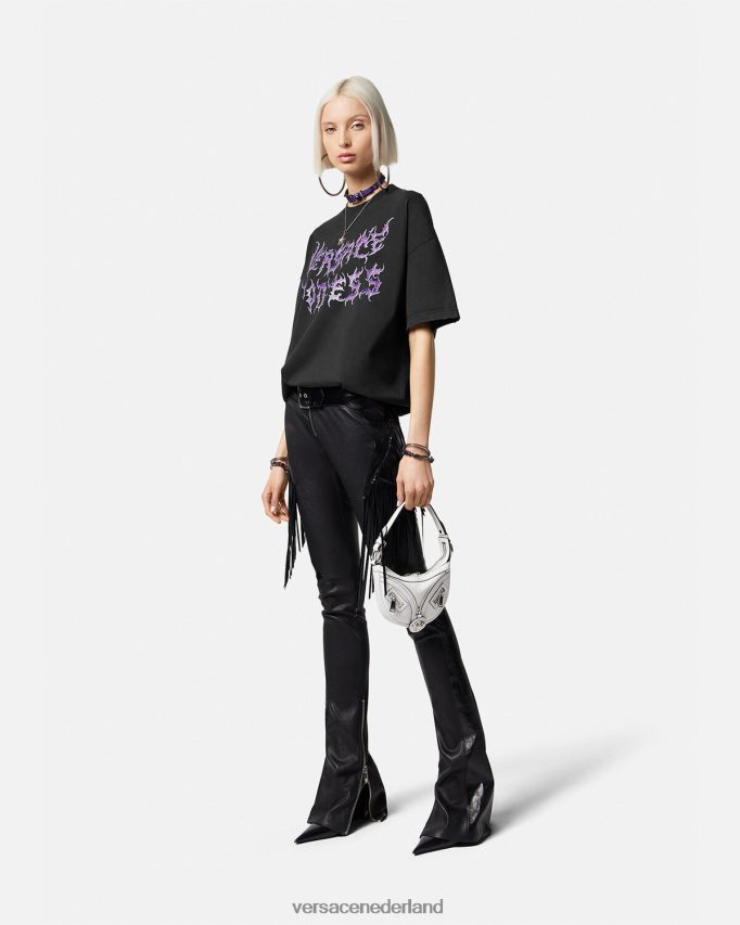 Versace godin oversized t-shirt vrouwen zwart kleding J2T4F4150