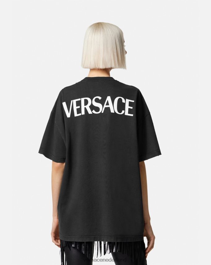 Versace godin oversized t-shirt vrouwen zwart kleding J2T4F4150