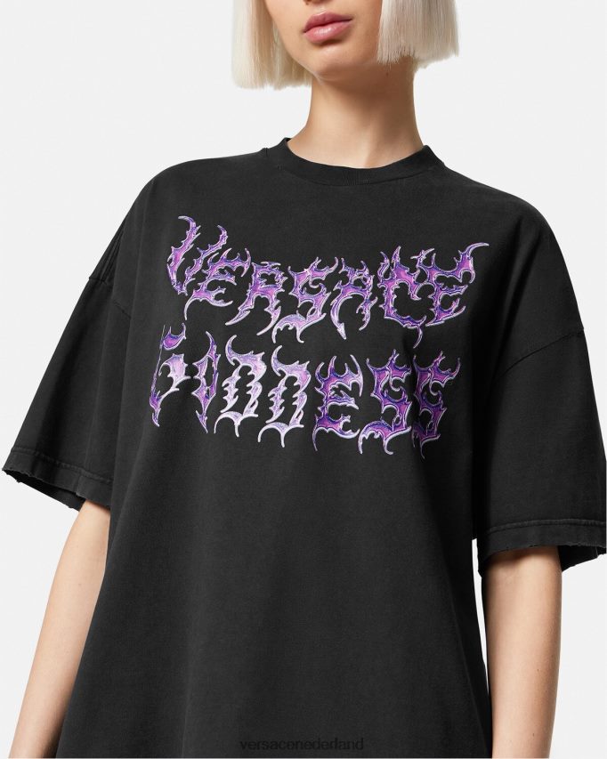 Versace godin oversized t-shirt vrouwen zwart kleding J2T4F4150