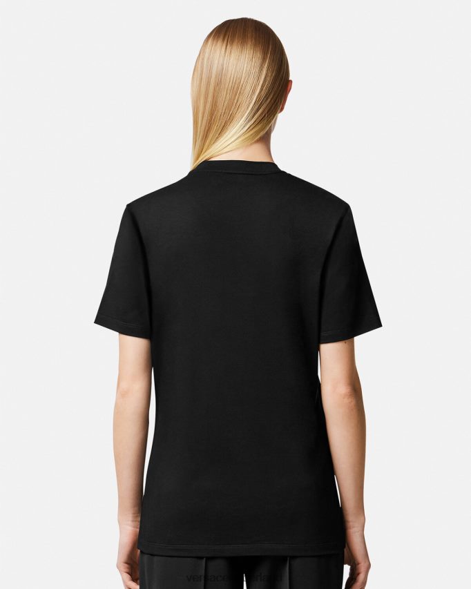 Versace kwal t-shirt vrouwen zwart en roze kleding J2T4F4127