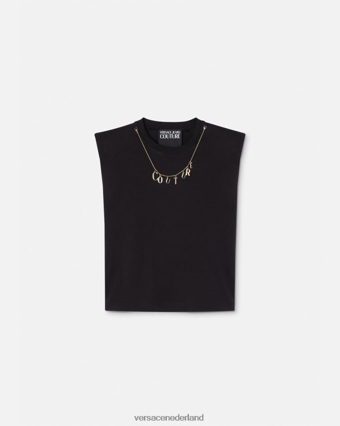 Versace mouwloos t-shirt met charmes vrouwen zwart kleding J2T4F42199