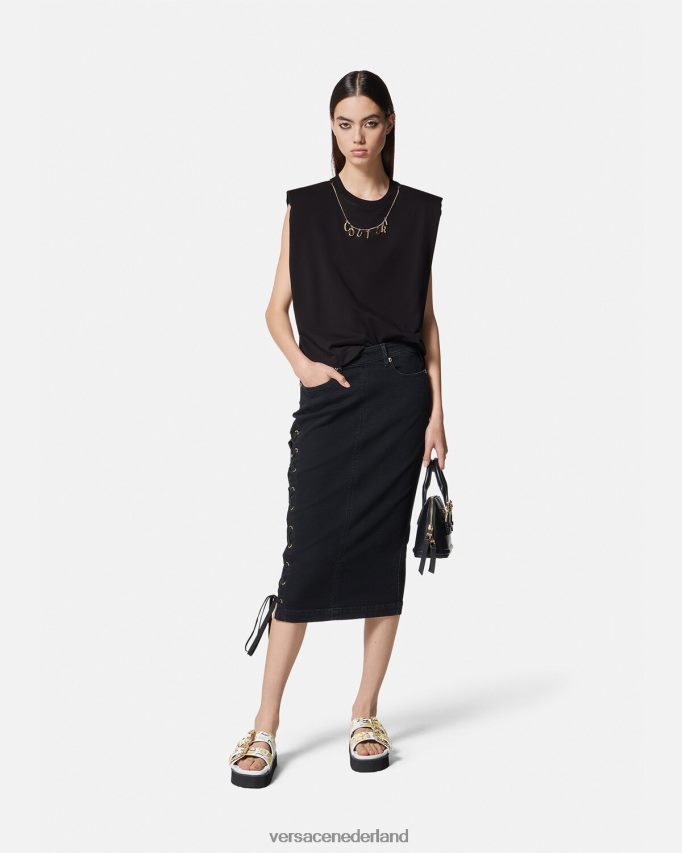 Versace mouwloos t-shirt met charmes vrouwen zwart kleding J2T4F42199