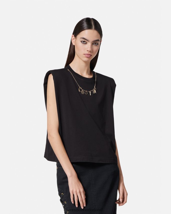 Versace mouwloos t-shirt met charmes vrouwen zwart kleding J2T4F42199