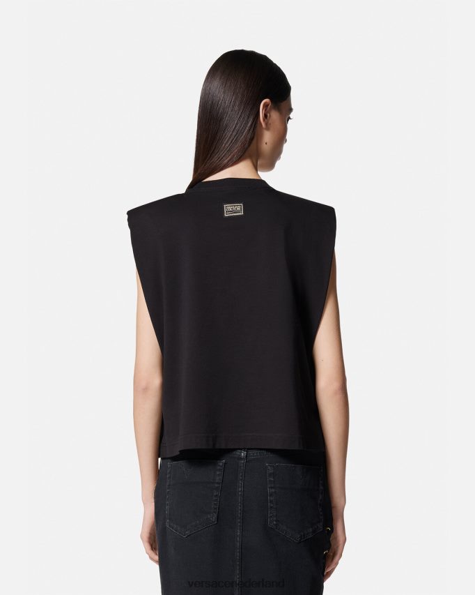 Versace mouwloos t-shirt met charmes vrouwen zwart kleding J2T4F42199