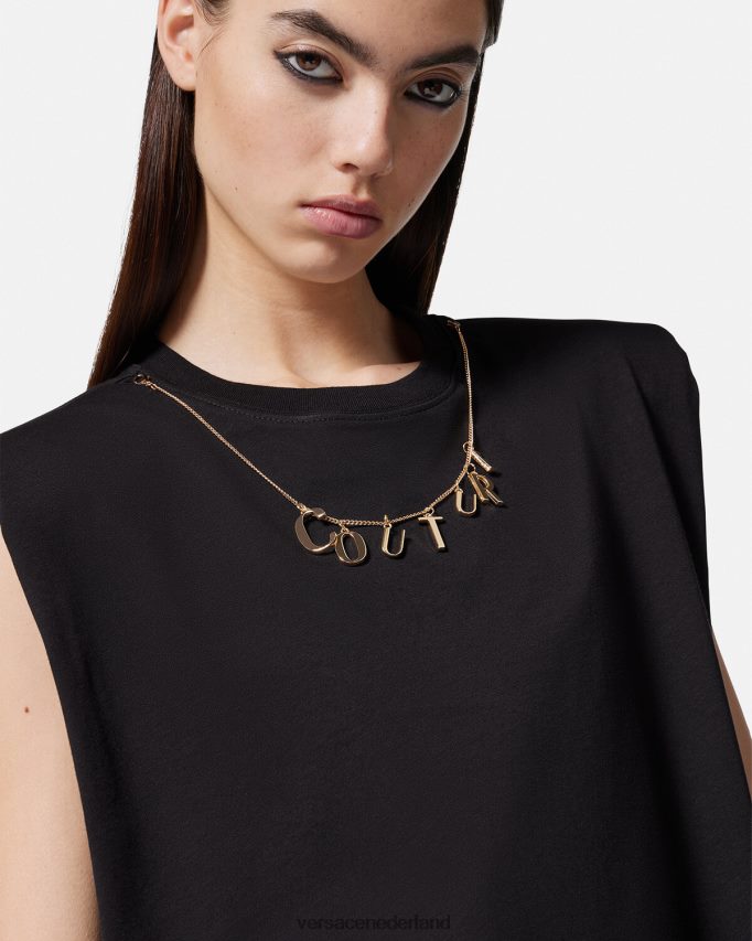 Versace mouwloos t-shirt met charmes vrouwen zwart kleding J2T4F42199