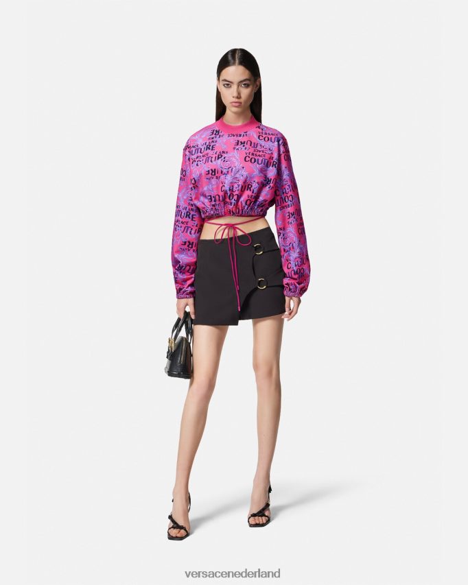 Versace Couture cropped sweatshirt met logo vrouwen fuchsia kleding J2T4F42226