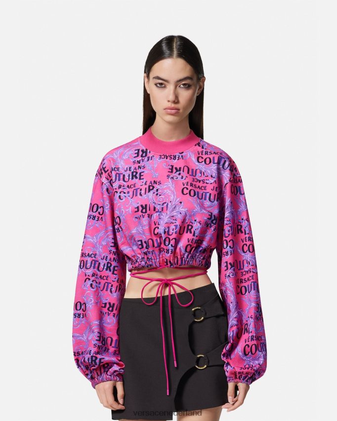 Versace Couture cropped sweatshirt met logo vrouwen fuchsia kleding J2T4F42226
