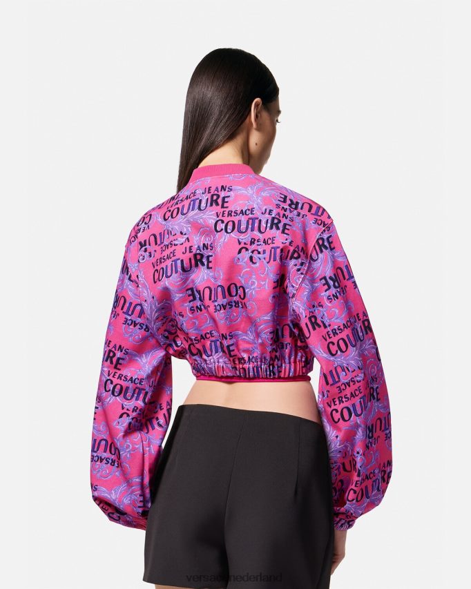 Versace Couture cropped sweatshirt met logo vrouwen fuchsia kleding J2T4F42226