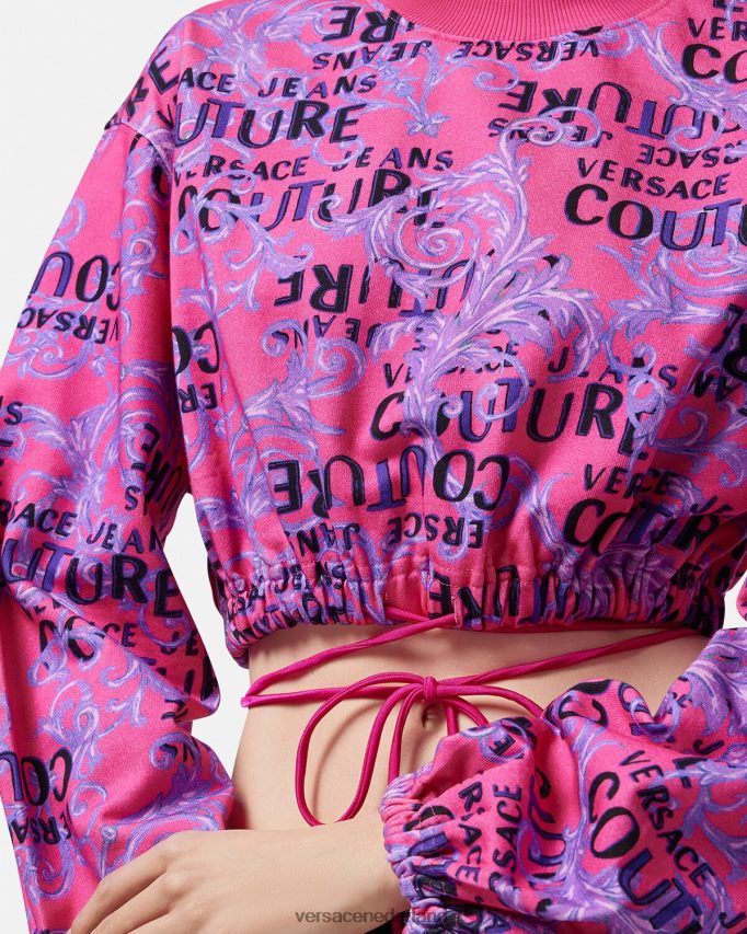 Versace Couture cropped sweatshirt met logo vrouwen fuchsia kleding J2T4F42226
