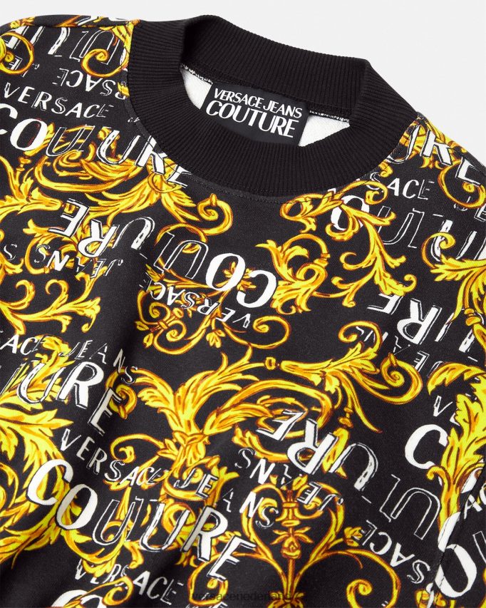 Versace Couture cropped sweatshirt met logo vrouwen zwart goud kleding J2T4F42224