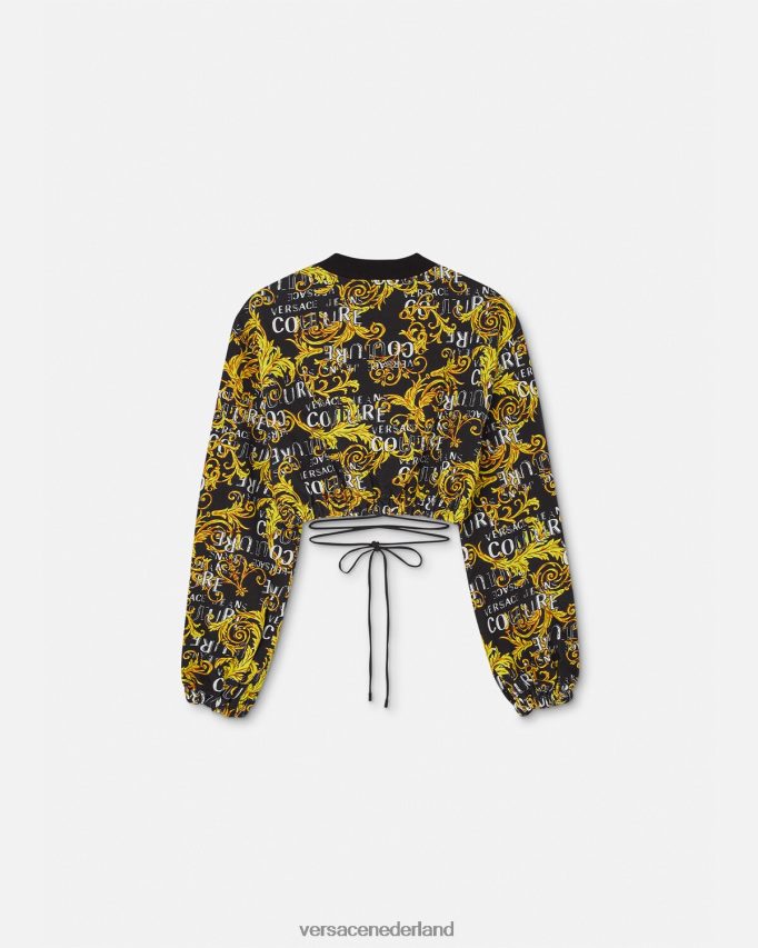 Versace Couture cropped sweatshirt met logo vrouwen zwart goud kleding J2T4F42224