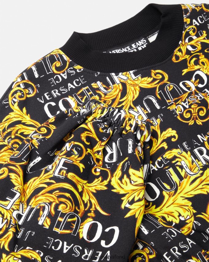 Versace Couture cropped sweatshirt met logo vrouwen zwart goud kleding J2T4F42224