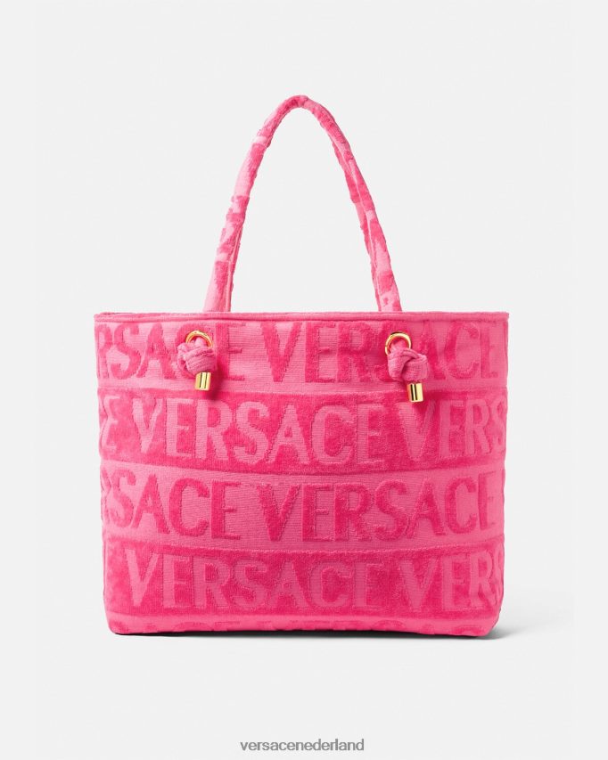 Versace Kristallen Medusa handdoek draagtas vrouwen fuchsia ondergoed en strandkleding J2T4F41208