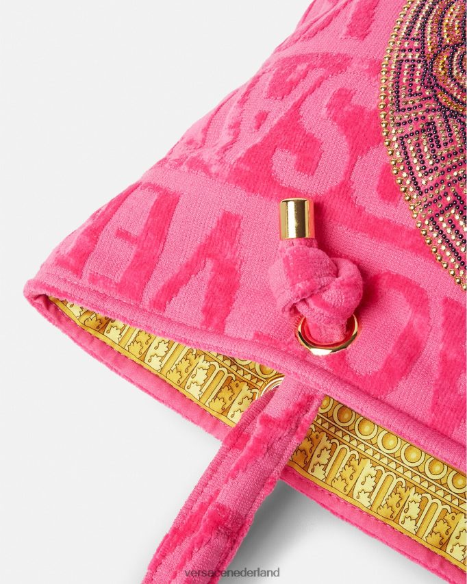 Versace Kristallen Medusa handdoek draagtas vrouwen fuchsia ondergoed en strandkleding J2T4F41208