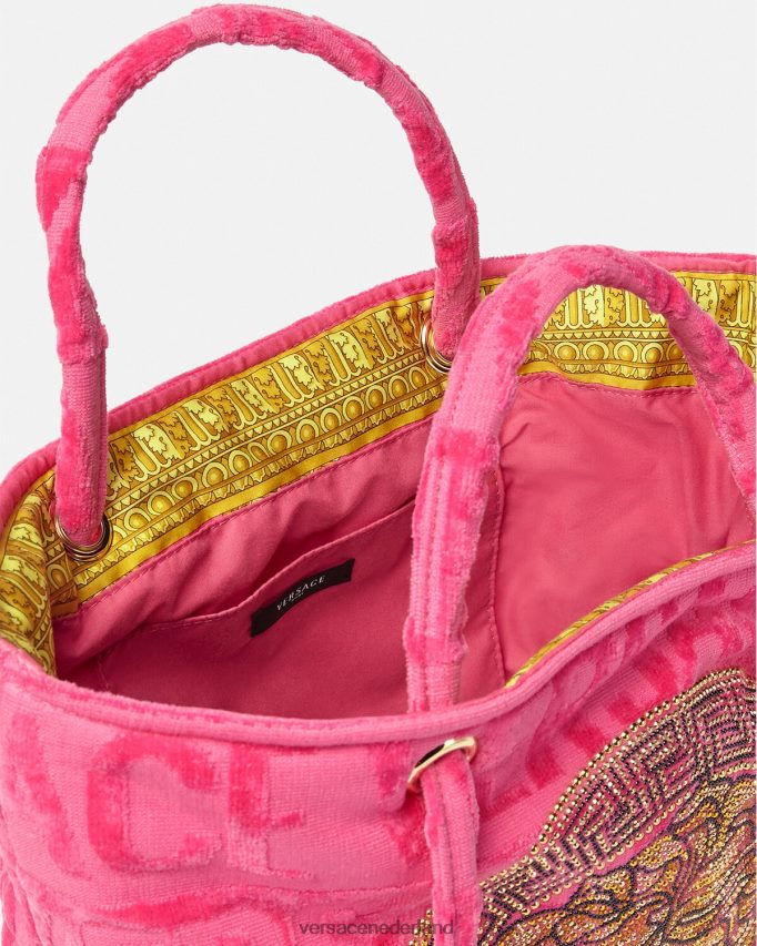 Versace Kristallen Medusa handdoek draagtas vrouwen fuchsia ondergoed en strandkleding J2T4F41208