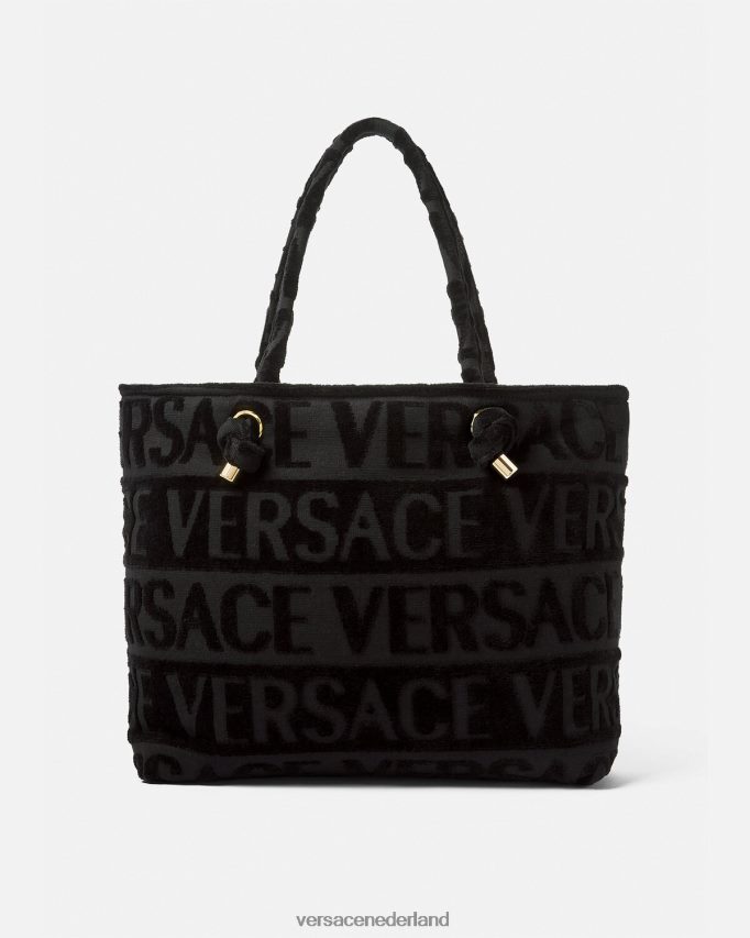 Versace Kristallen Medusa handdoek draagtas vrouwen zwart ondergoed en strandkleding J2T4F41210