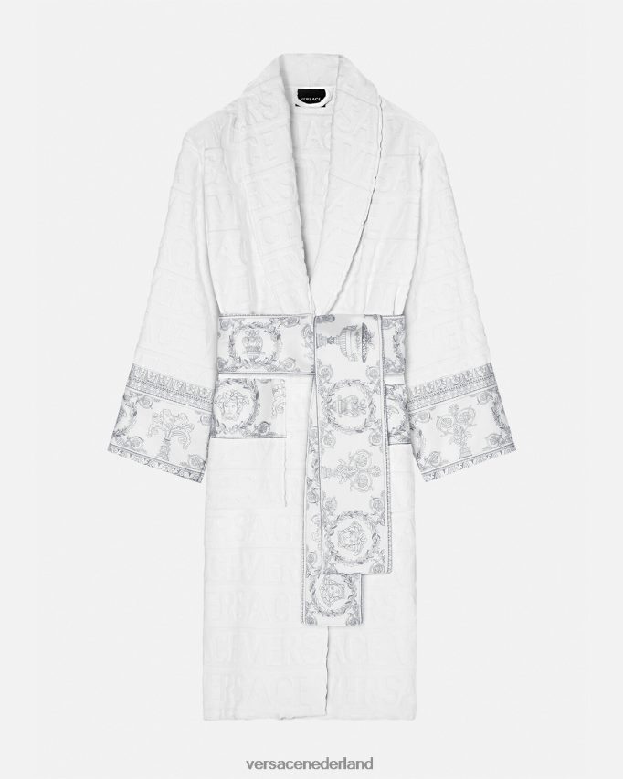 Versace Ik barokke badjas vrouwen wit zilver ondergoed en strandkleding J2T4F41089