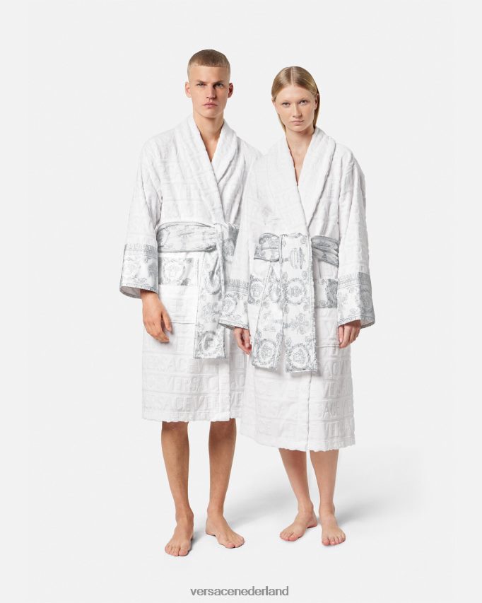 Versace Ik barokke badjas vrouwen wit zilver ondergoed en strandkleding J2T4F41089