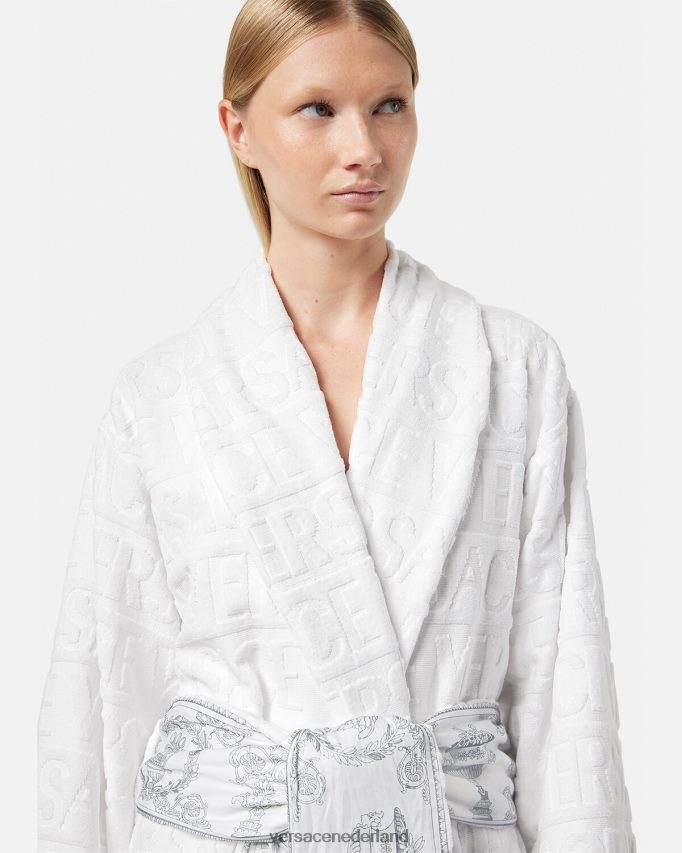 Versace Ik barokke badjas vrouwen wit zilver ondergoed en strandkleding J2T4F41089