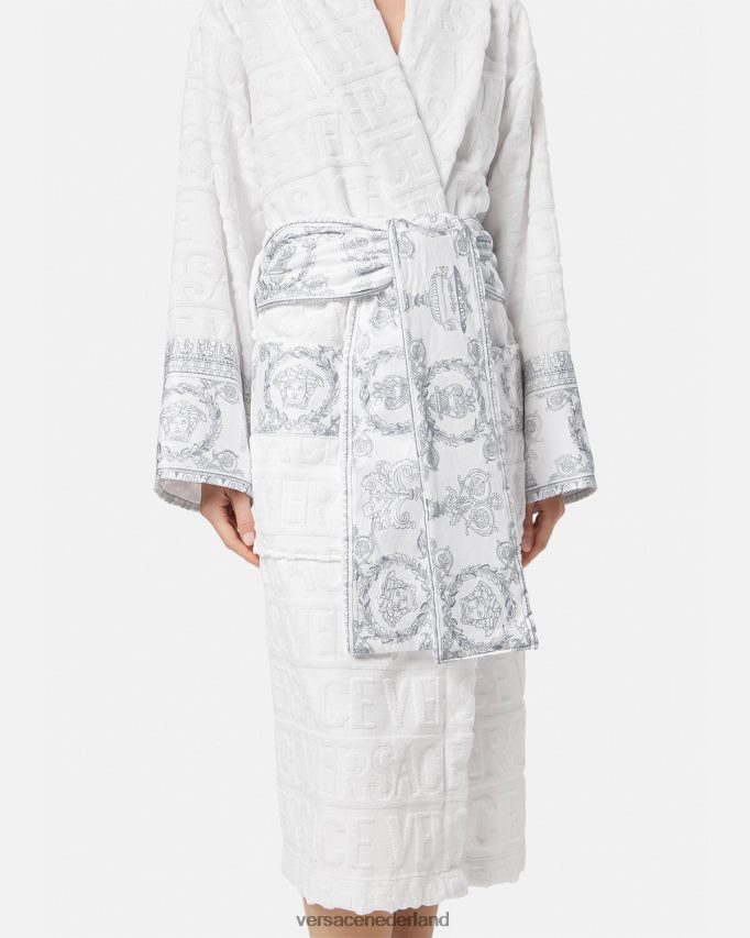 Versace Ik barokke badjas vrouwen wit zilver ondergoed en strandkleding J2T4F41089