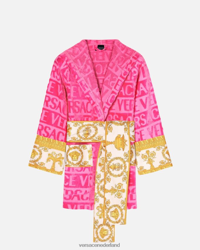 Versace allover korte badjas vrouwen fuchsia ondergoed en strandkleding J2T4F41093
