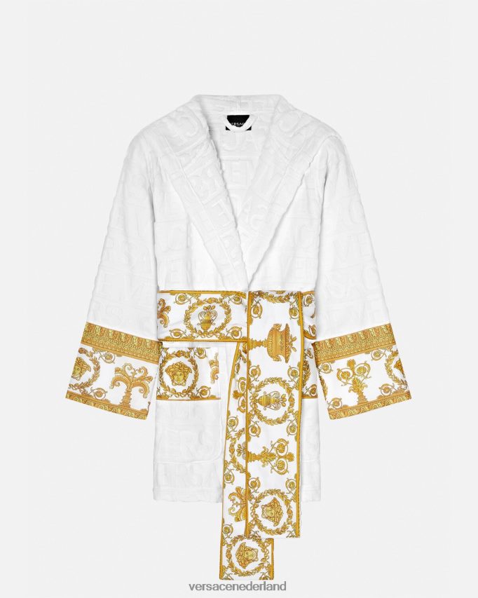 Versace allover korte badjas vrouwen wit ondergoed en strandkleding J2T4F41087