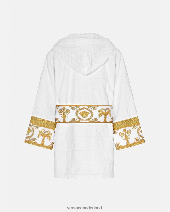 Versace allover korte badjas vrouwen wit ondergoed en strandkleding J2T4F41087