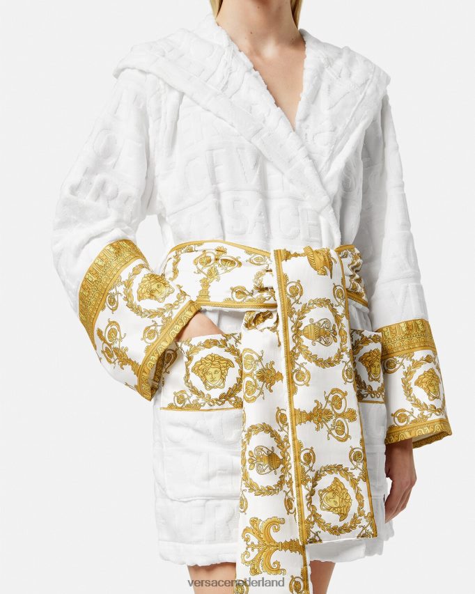 Versace allover korte badjas vrouwen wit ondergoed en strandkleding J2T4F41087