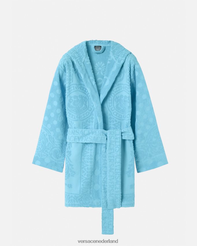 Versace zeeschelp barok korte badjas vrouwen lichtblauw ondergoed en strandkleding J2T4F41082