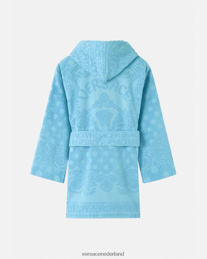 Versace zeeschelp barok korte badjas vrouwen lichtblauw ondergoed en strandkleding J2T4F41082