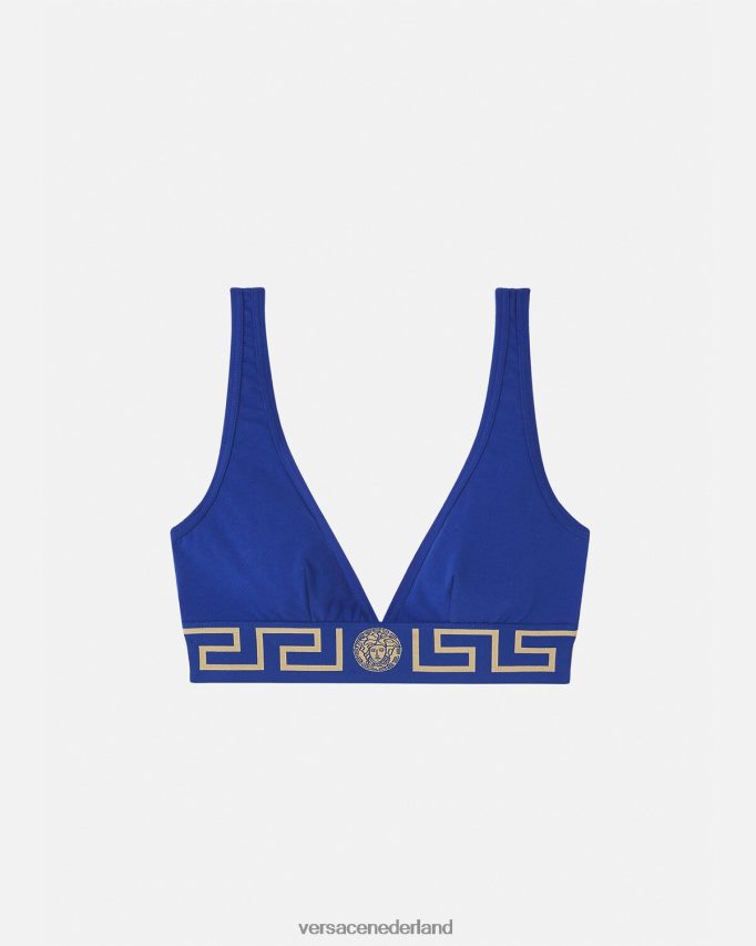 Versace Greca bralette met rand vrouwen blauw ondergoed en strandkleding J2T4F41045