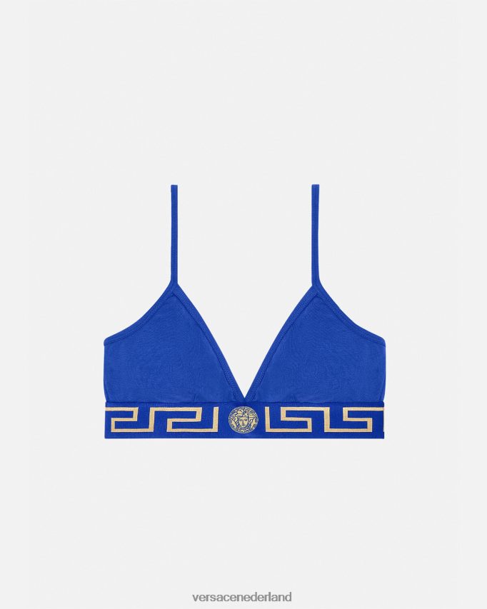 Versace Greca bralette met rand vrouwen blauw ondergoed en strandkleding J2T4F41046
