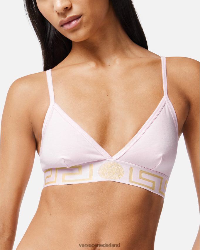 Versace Greca bralette met rand vrouwen lichtroze ondergoed en strandkleding J2T4F41044