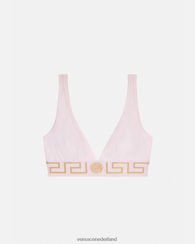 Versace Greca bralette met rand vrouwen lichtroze ondergoed en strandkleding J2T4F41047