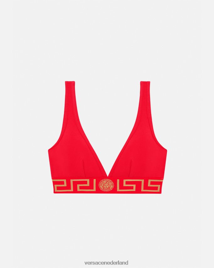 Versace Greca bralette met rand vrouwen rood ondergoed en strandkleding J2T4F41041