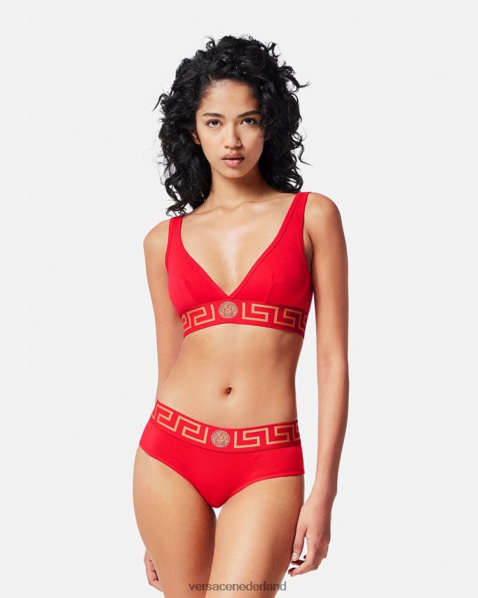 Versace Greca bralette met rand vrouwen rood ondergoed en strandkleding J2T4F41041
