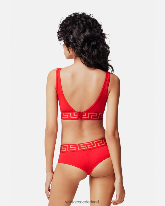Versace Greca bralette met rand vrouwen rood ondergoed en strandkleding J2T4F41041