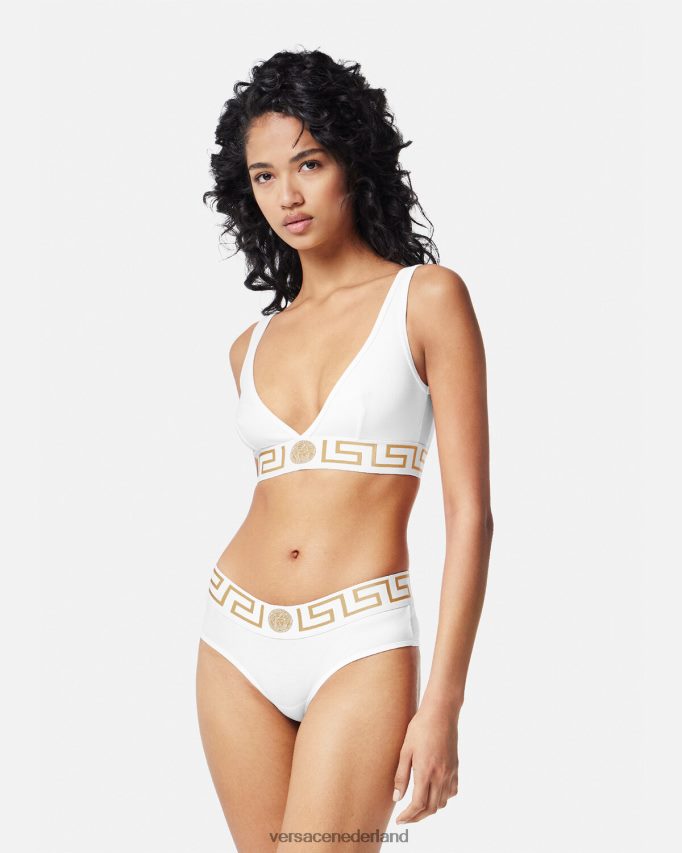 Versace Greca bralette met rand vrouwen wit ondergoed en strandkleding J2T4F41042