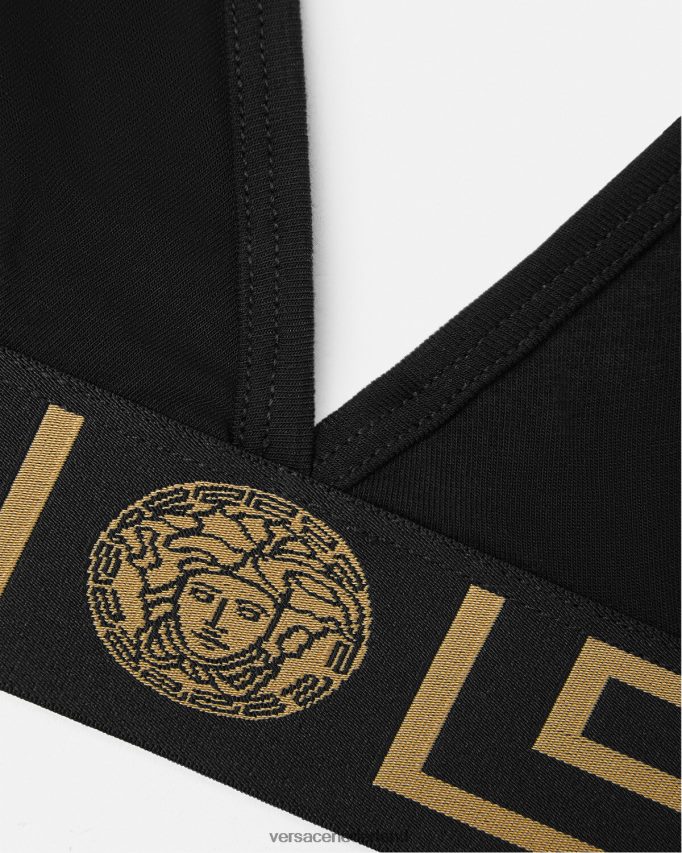 Versace Greca bralette met rand vrouwen zwart ondergoed en strandkleding J2T4F41043