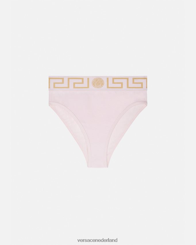 Versace Greca slip met hoge pijpen vrouwen lichtroze ondergoed en strandkleding J2T4F41057