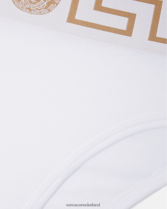 Versace Greca slip met hoge pijpen vrouwen wit ondergoed en strandkleding J2T4F41056