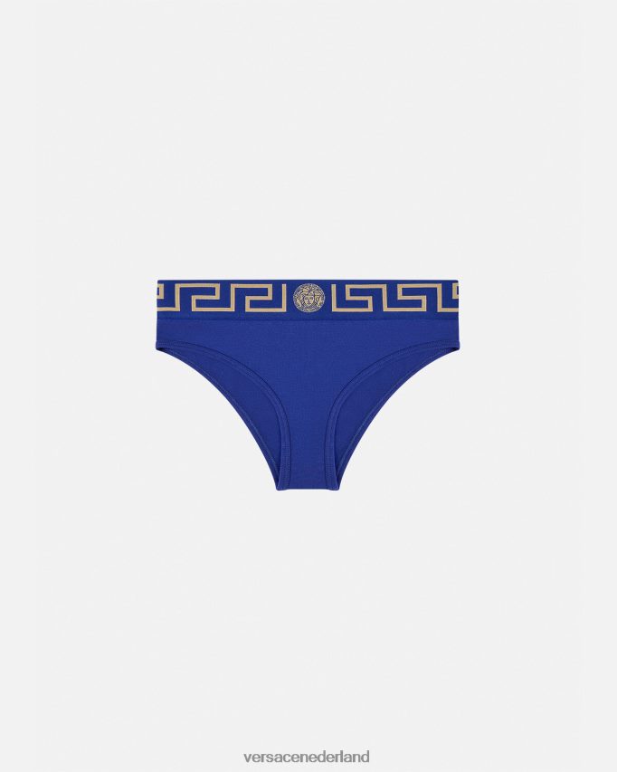 Versace Greca slipje met rand vrouwen blauw ondergoed en strandkleding J2T4F41061