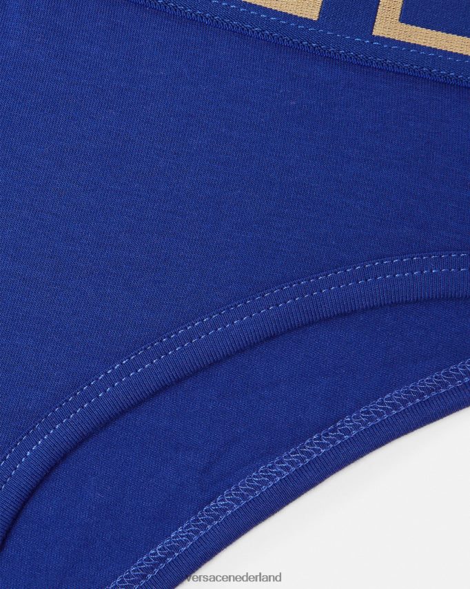 Versace Greca slipje met rand vrouwen blauw ondergoed en strandkleding J2T4F41061