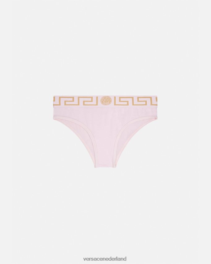 Versace Greca slipje met rand vrouwen lichtroze ondergoed en strandkleding J2T4F41059