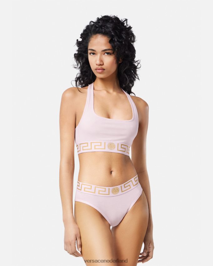 Versace Greca slipje met rand vrouwen lichtroze ondergoed en strandkleding J2T4F41059