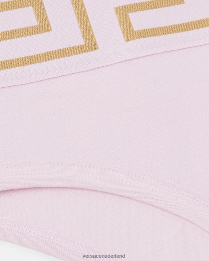 Versace Greca slipje met rand vrouwen lichtroze ondergoed en strandkleding J2T4F41059