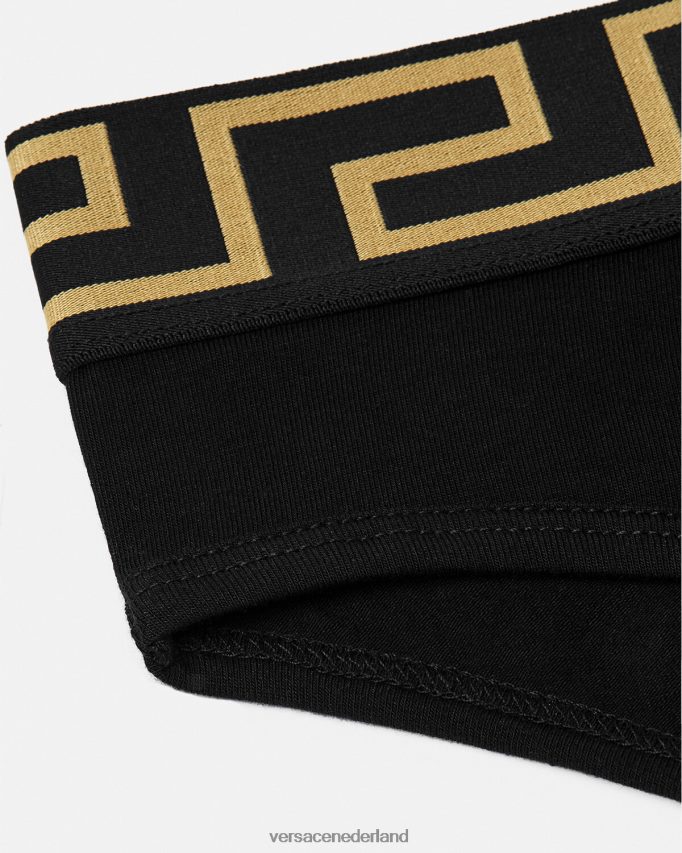 Versace Greca slipje met rand vrouwen zwart ondergoed en strandkleding J2T4F41060