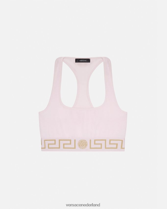 Versace Greca sportbeha met rand vrouwen lichtroze ondergoed en strandkleding J2T4F41039