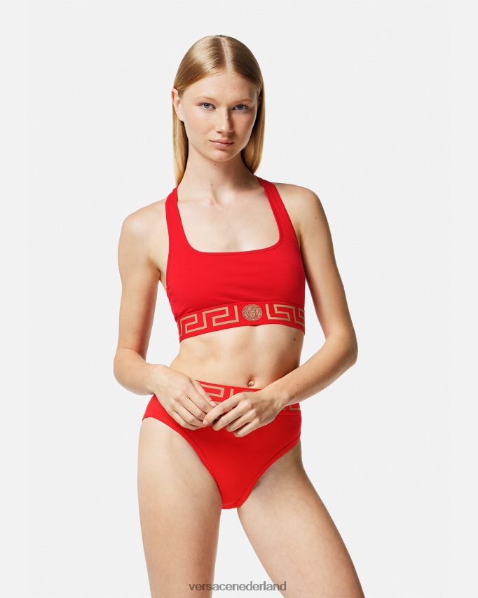 Versace Greca sportbeha met rand vrouwen rood ondergoed en strandkleding J2T4F41037