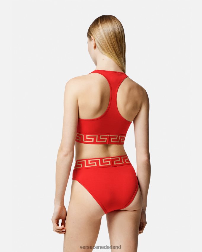 Versace Greca sportbeha met rand vrouwen rood ondergoed en strandkleding J2T4F41037